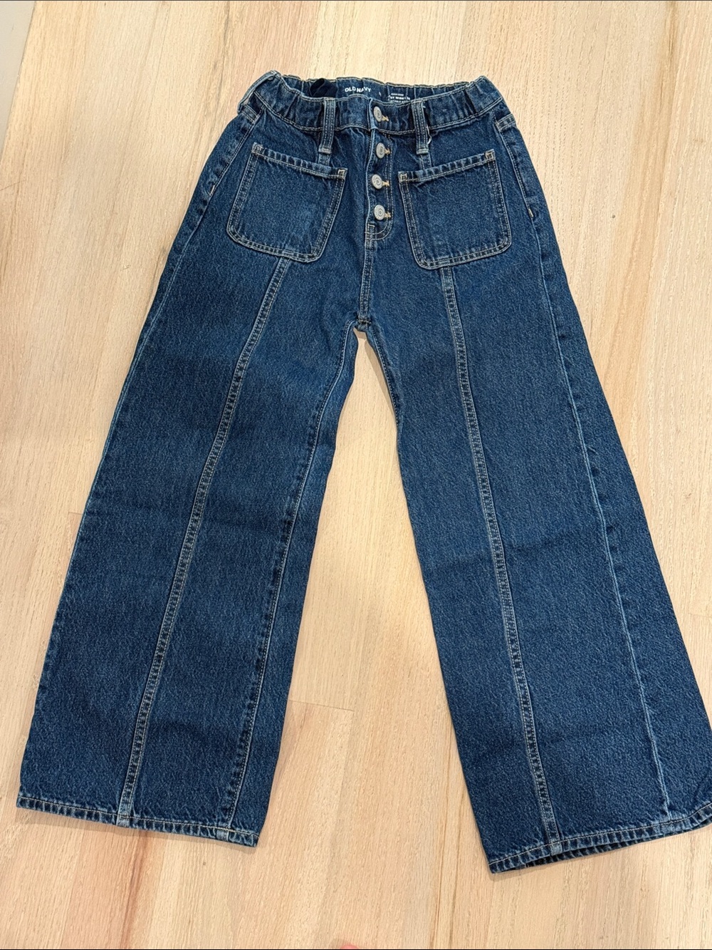 Old Navy Dark Blue High-Rise Wide Leg Jeans with Front Patch Pockets